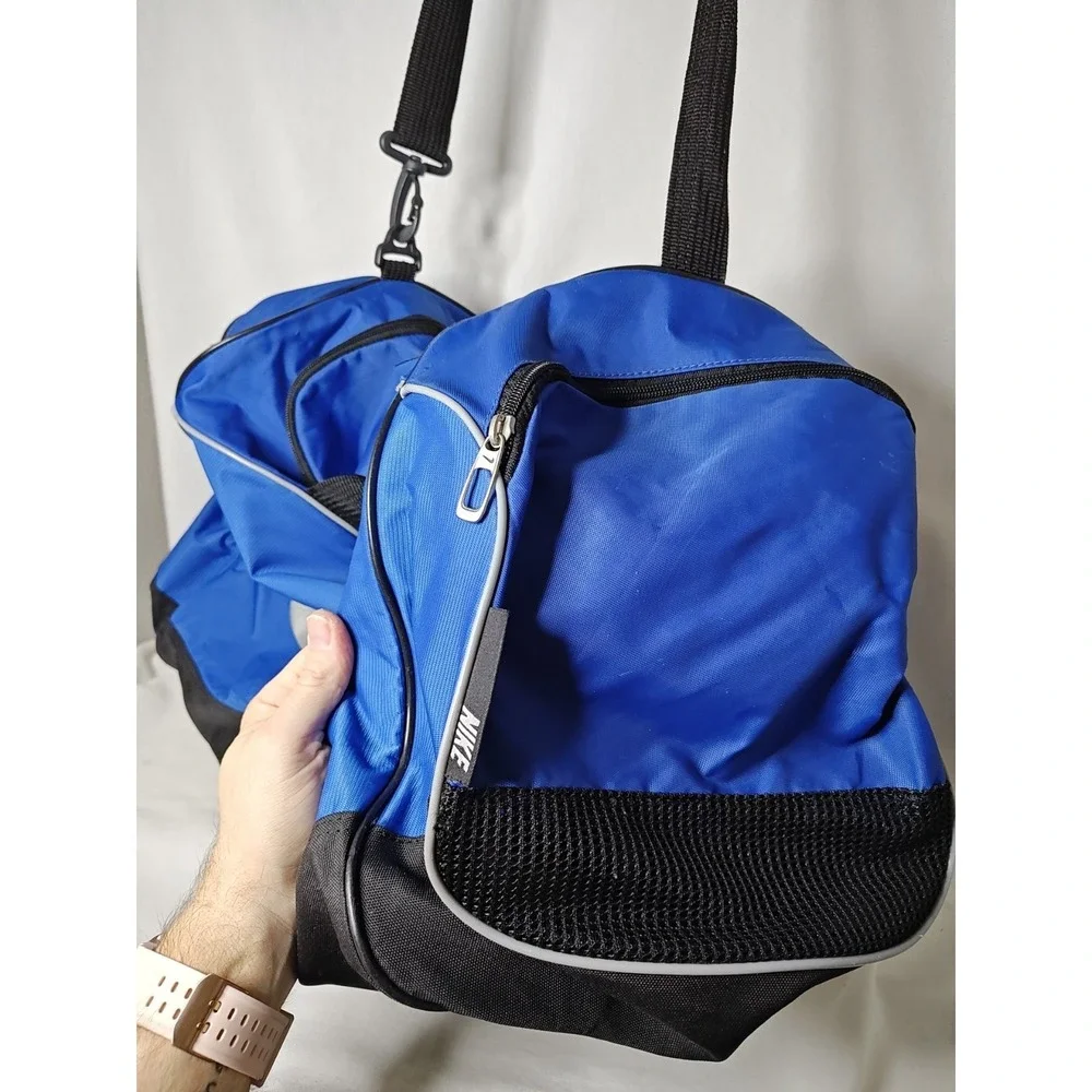 Nike Duffel Gym Sports Travel Bag Blue‎ Shoulder Strap BA1769-483 Large Swoosh